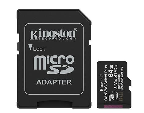 MEMORY MICRO SDXC 64GB UHS-I/W/ADAPTER SDCS3/64GB KINGSTON SDCS3/64GB 740617348408