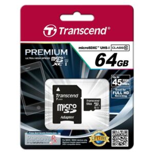 MEMORY MICRO SDXC 64GB W/ADAPT/CLASS10 TS64GUSDU1 TRANSCEND  TS64GUSDU1 760557825722