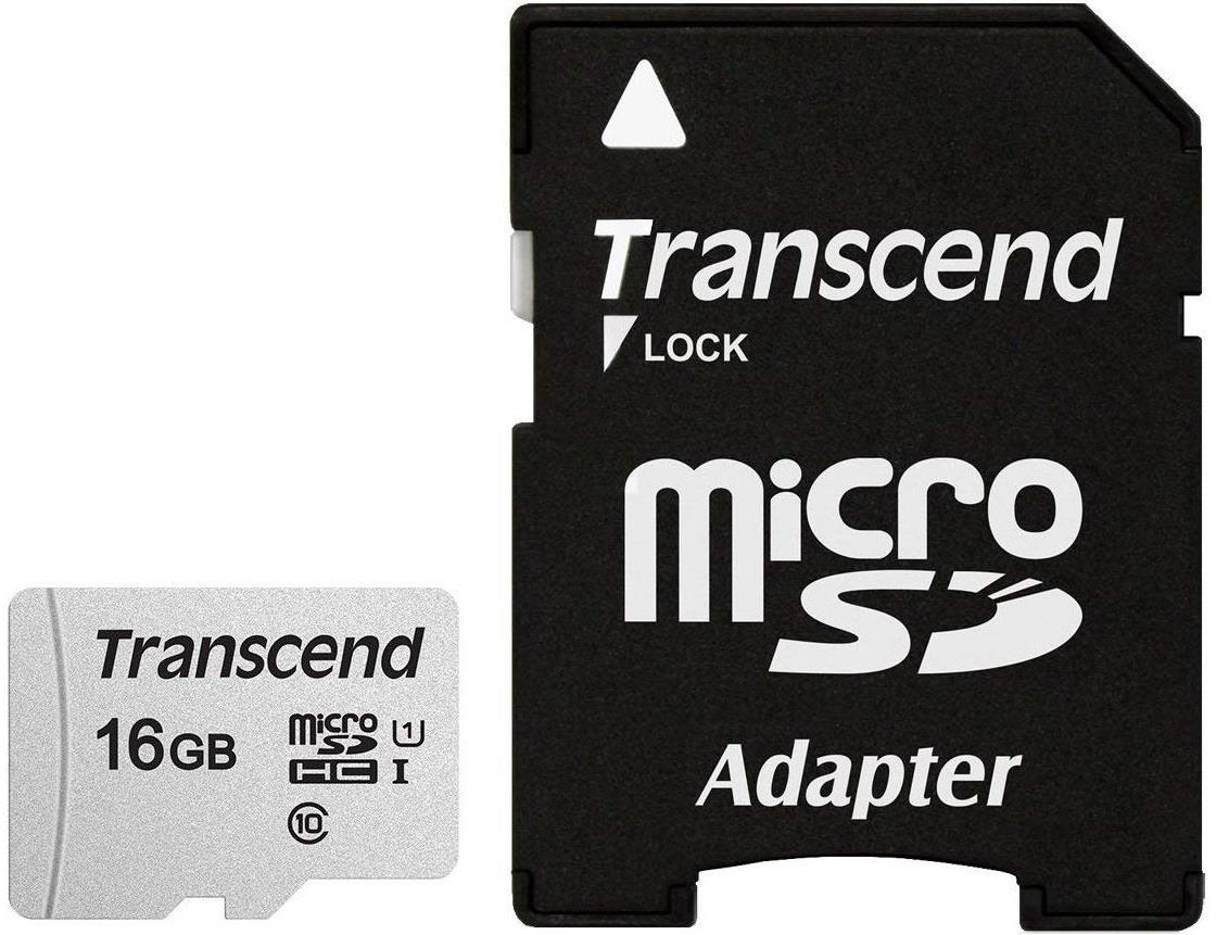 MEMORY MICRO SDHC 16GB W/ADAP/C10 TS16GUSD300S-A TRANSCEND TS16GUSD300S-A 760557842064