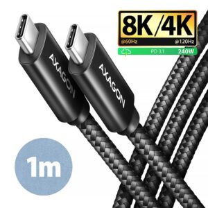 CABLE USB-C TO USB-C 1M 240W/8K BLACK BUCM4X-CM10AB AXAGON BUCM4X-CM10AB 8595247907967
