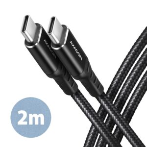 CABLE USB-C TO USB-C 2M 60W/HQ BLACK BUCM-CM20AB AXAGON  BUCM-CM20AB 8595247906885