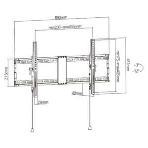 TV SET ACC WALL MOUNT 43-90"/WM-90T-01 GEMBIRD  WM-90T-01 8716309126182