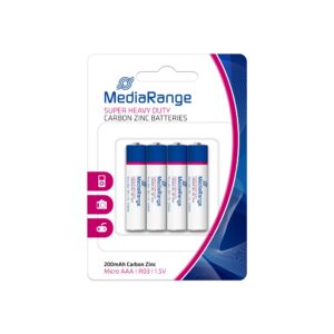 BATTERY CARBON-ZINC AAA 1.5V/4PCS MRBAT141 MEDIARANGE MRBAT141 4260459610601