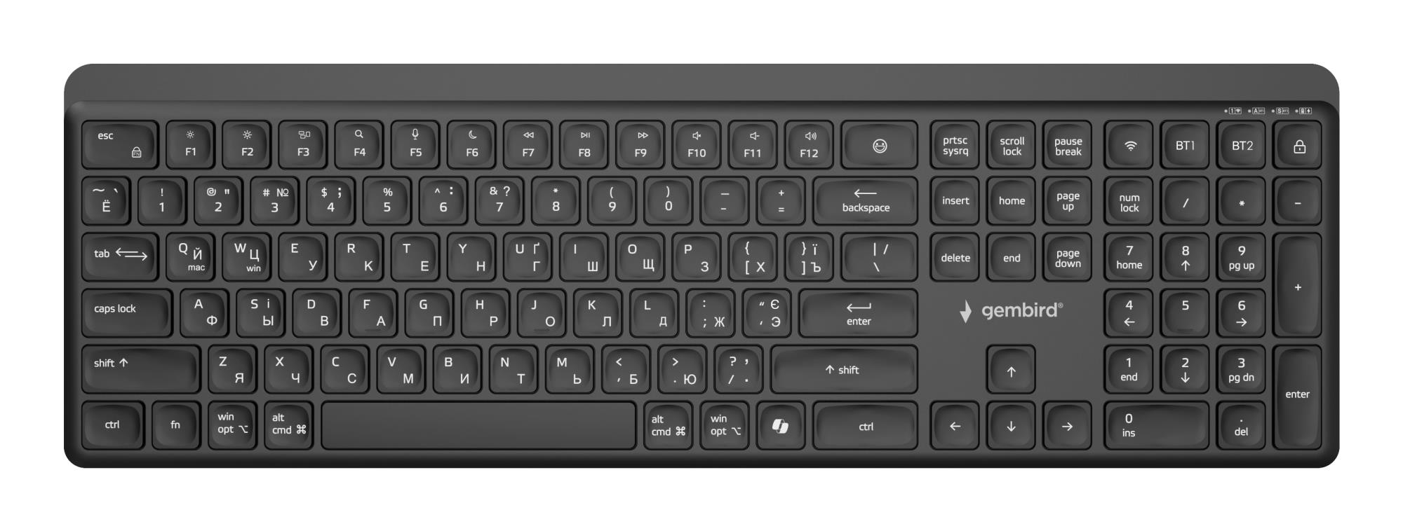 KEYBOARD WRL SLIM BT CYRILLIC/KB-WPS-03-CYRL GEMBIRD KB-WPS-03-CYRL 8716309137959