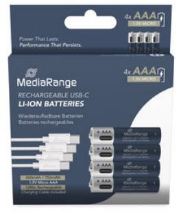 BATTERY RECH. LI-ION AAA 1.5V/500MAH 4P MRBAT160 MEDIARANGE MRBAT160 4260664875826